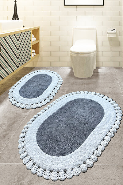 Chilai Home Elexus Gray 100% Cotton 2-Piece Bath Mat Set