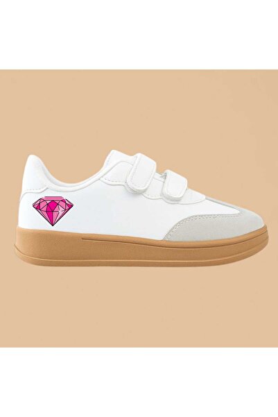 liasdesing Love Diamond Printed Striped Girls' Sports Shoes Sneaker