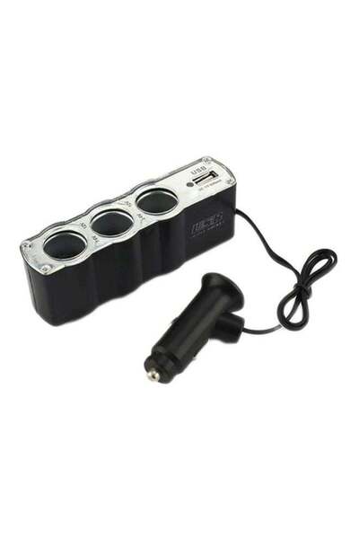 AGC Universal 3-Way Car Charger With Lighter Black/Silver