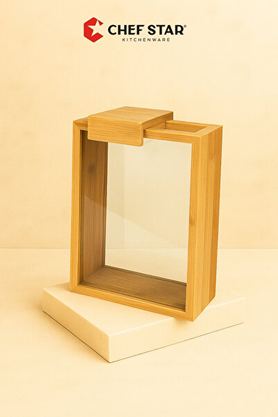 Chefstar حاوية تخزين شفافة كبيرة الحجم مع غطاء من الخيزران الفاخر - صندوق للأ...