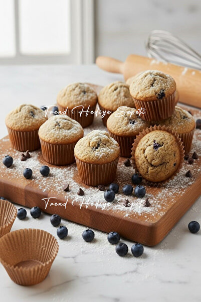 Trend Hediye Sepeti Approximately 100 Large Size Kraft Muffin Cake Molds 50X40 Mm, Cupcake Paper, Brownie Mold