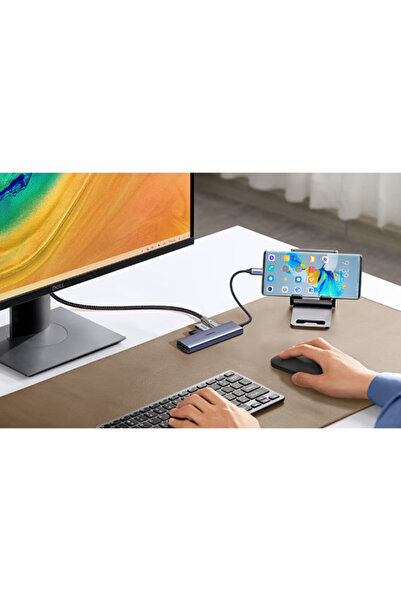 Ugreen Adaptor HUB 6-in-1 CM511, USB-C la 3x USB 3.0, 1x HDMI 2.0, 1x SD, 1x TF, Albastru