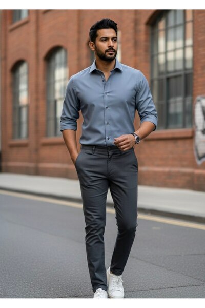 YusGos Long Sleeve Cotton Easy Iron Modal Soft Fabric Regular Fit Men's Shirt