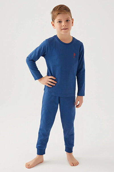 U.S. Polo Assn. Erkek Çocuk Mavi Uzun Pijama Takım