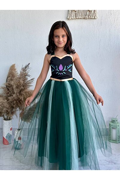 DüşlerÜlkesi Anna kostümü Karlar ülkesi kız çocuk parti elbisesi