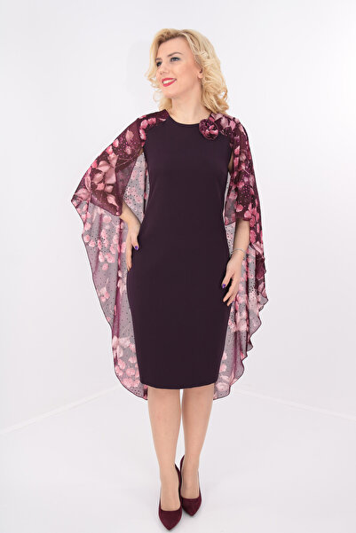 Vanessa Line RO Purple fitted dress with veil cape