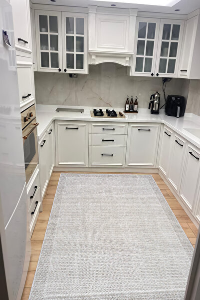 VOPTEKS Bej Halı Mutfak Halısı Makinede Yıkanabilir Halı Kaymaz Taban Halı