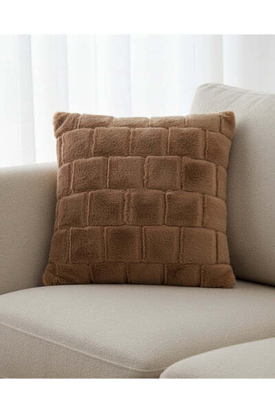 REDTAG Beige Textured Fur Cushion