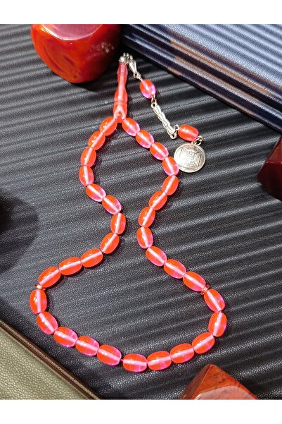 Anemore Collection سبحة من حجر الكهرمان المسحوق باللون الوردي