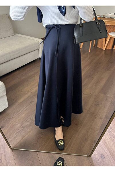 demet's collection Olivia Asymmetric Cut Wrap Scuba Tie Skirt