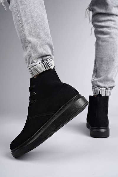 Lucy Shoes Slw207 Oslo Lace-Up Suede Men's Casual Sports Boots St - Black