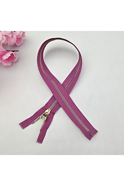 Kaf Kumaş Mor Metalik Dişli Fermuar | Fermuar Uzunluk : 55 cm