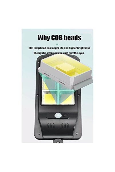 BZRSH Set de 2 felinare solare stradale 6COB 120 LED, senzor de mișcare, pano...