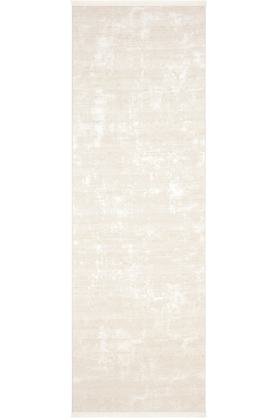 Cool Halı Lena Cream Beige Laser Cut Runner Rug Machine Woven Acrylic Solid Color Entrance Hallway Corridor Carpet