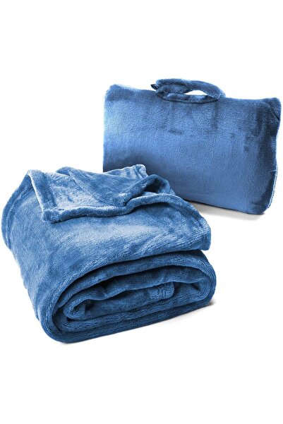 Cabeau بطانية سفر قابلة للطي والرمي مع حقيبة صغيرة، لون أزرق ملكي (BLFG2085)