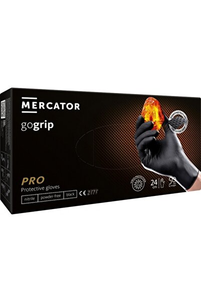 OEM Mănuși de nitril Mercator GoGrip Black 50 buc, mărime XL