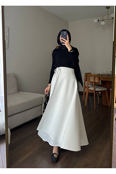 demet's collection Olivia Asymmetric Cut Wrap Scuba Tie Skirt
