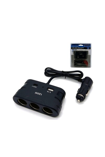 OEM Încărcător Auto Olesson 120w, Multifuncțional cu Priză USB și Type-C