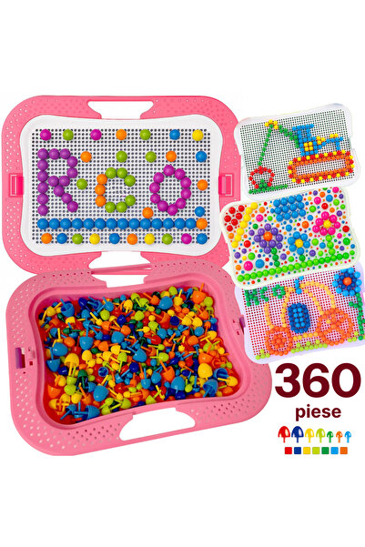 RCO Joc creativ mozaic 360 pioneze, 7 culori, cutie de depozitare din plastic...