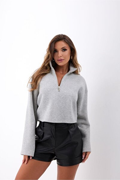 ALİVİONS Kısa Yarım Fermuarlı Sweat