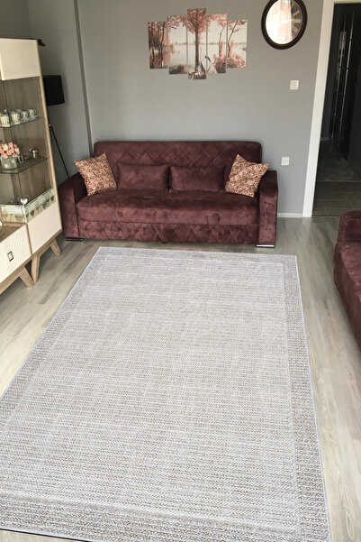 VOPTEKS Bej Halı Salon Halısı Makinede Yıkanabilir Halı Kaymaz Taban Halı