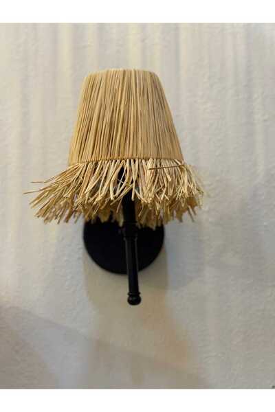 Maison Avf Raffia Fringed Bohemian Wicker Corded Wall Lighting Sconce - Lower Black