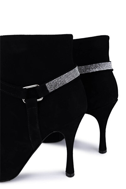 Tamer Tanca Kadın Hakiki Deri Siyah Süet Topuklu Bot