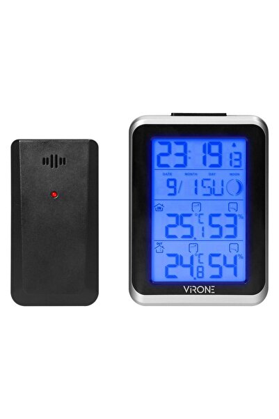 Virone Weather station with clock and WS-3 outdoor transmitter, temperature and humidity