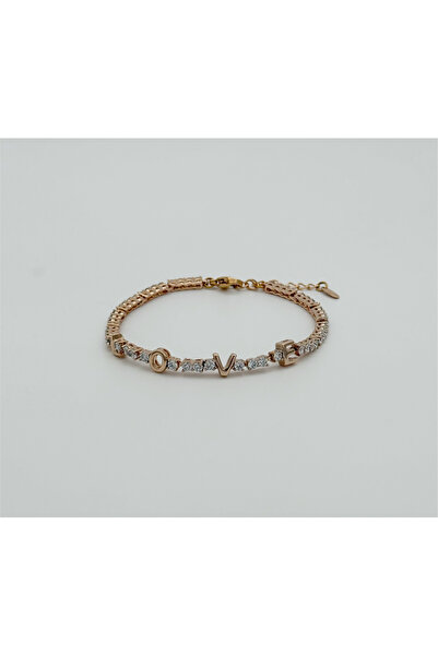 18K Rose Gold Plated L o v e Su Yolu Bileklik