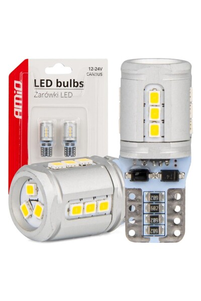 OEM Set Becuri CANBUS T10e W5W 15x2016 SMD Alb 12V/24V AMIO-03723
