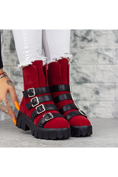 mei Women's Boots 2MX381A Red-Black