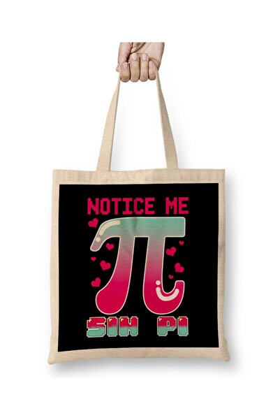 dekado Funny Notice Me Sin Pi Cute Math Anime Senpai Pun Tote Bag Long Handle