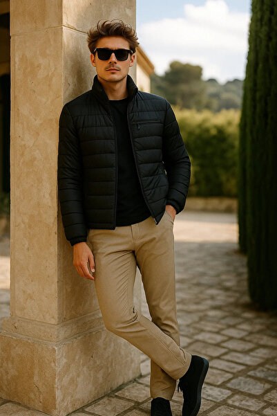 comstar Men's Comfort Mock Neck Casual Winter Black Puffer Jacket