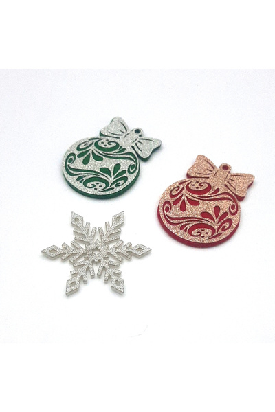 Bimotif 3 Pieces of Glitter Felt, Christmas Tree Decoration (3 Pieces)