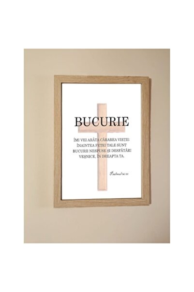 OEM Pictură creștină cu mesajul Psalmul 16:22, 45cm x 35cm, stejar deschis