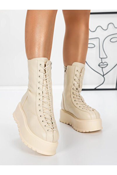 mei Ghete Dama cu Platforma 3AL77 Bej