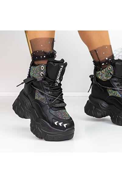 mei Ghete Dama cu Platforma 3SJN1 Negru