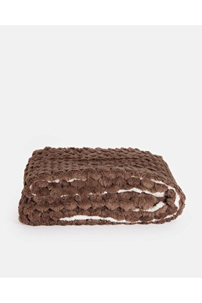 REDTAG Brown Textured Reversible Blanket
