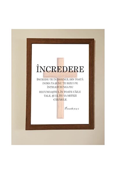 OEM Tablou creștin cu Proverbe 3:5-6, 45 x 35 cm - Stejar