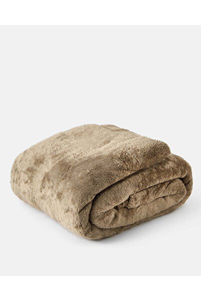 REDTAG Taupe Plush Blanket (Double Size)
