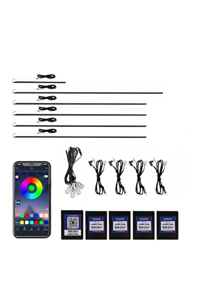 BZRSH Kit de iluminare ambientală auto wireless RGB acrilică 18-în-1