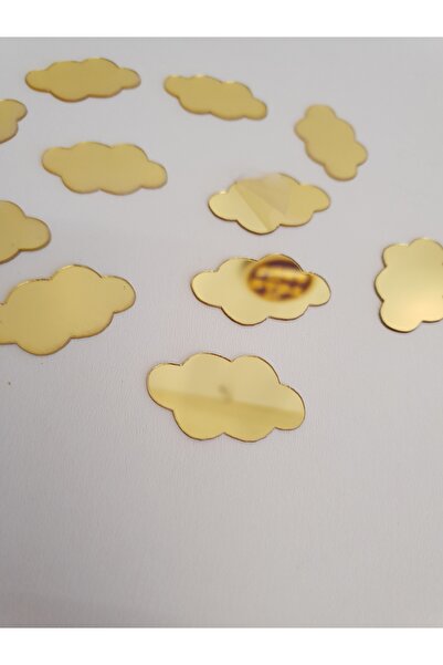 BL Baby Lüks Altın aynalı pleksi bebek ve ev kapı süsü süsleme paketi bulut 25 parça