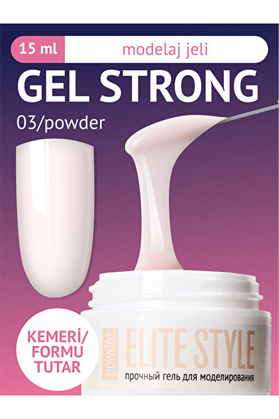 ELİTE STYLE Kalıcı Oje Strong Jel 03 (15 gr) – Pudra Tonlu Yapılandırıcı Tırn...