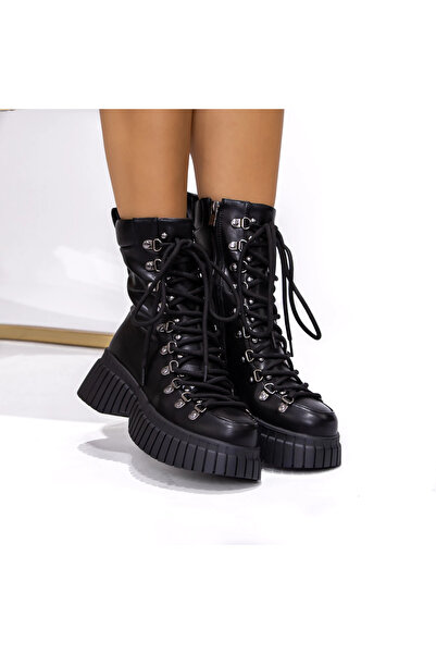 mei Women's Platform Boots 3AD6 Black