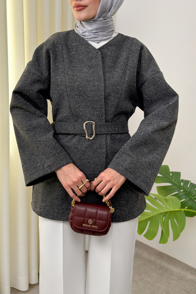 Salih Çelebi Palton Premium Kaşe 0019 - ANTRACIT