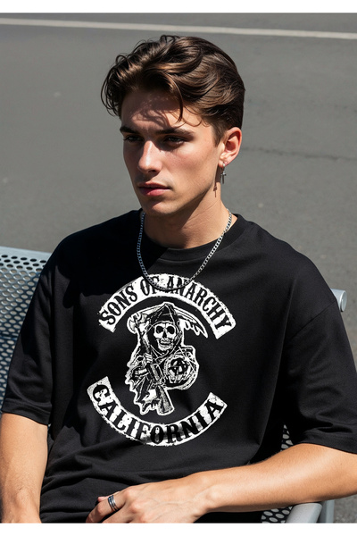 Freak Tshirt Black Color Sons of Anarchy California Printed Unisex Oversized Cut T-Shirt