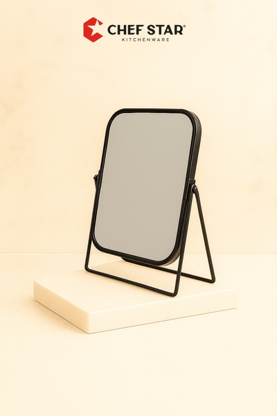 Chefstar METAL AYAKLI DİKDÖRTGEN MASA ÜSTÜ MAKYAJ AYNASI – SİYAH