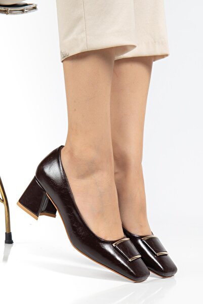 ALTIN TOPUK Women's Brown Square Toe Heeled Shoes