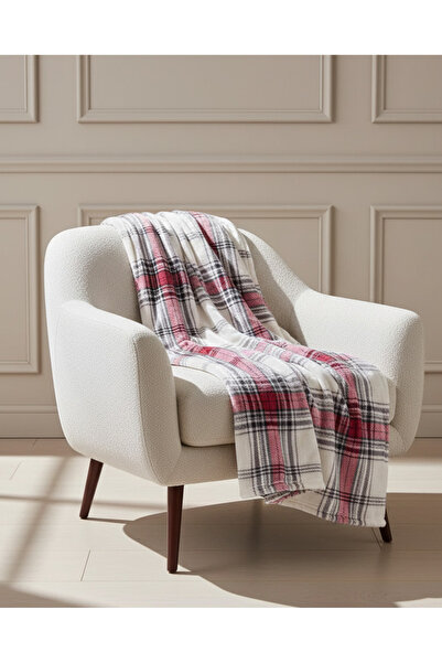 REDTAG White And Red Checkered Blanket (Single Size)