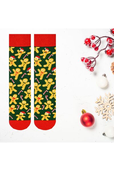 CARNAVAL SOCKS Christmas Themed Colorful Socks with Cookie Man and Candy Cane Pattern
